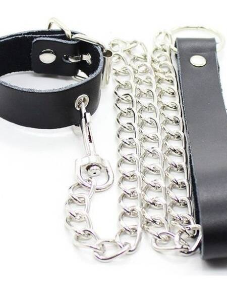 OHMAMA FETISH - PENIS-HALSKETTE UND LEDERARMBAND MIT METALLKETTE
