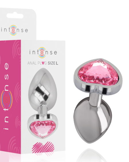 INTENSE - ALUMINIUM-METALL-ANAL-STECKER ROSA HERZ GRÖSSE L