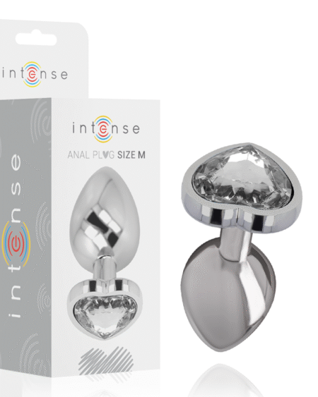 INTENSE - ALUMINIUM-METALL-ANAL-STECKER, WEISSES HERZ, GRÖSSE M