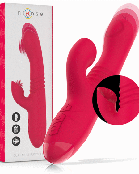 INTENSE - DUA MULTIFUNKTIONS-WIEDERAUFLADBARER AUF- UND AB-VIBRATOR MIT ROTER ZUNGE