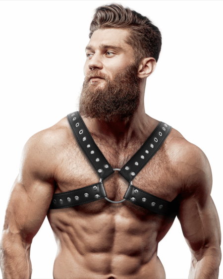 FETISH SUBMISSIVE ATTITUDE - BRUSTHARNESS AUS ÖKOLEDER MIT NIETEN FÜR HERREN
