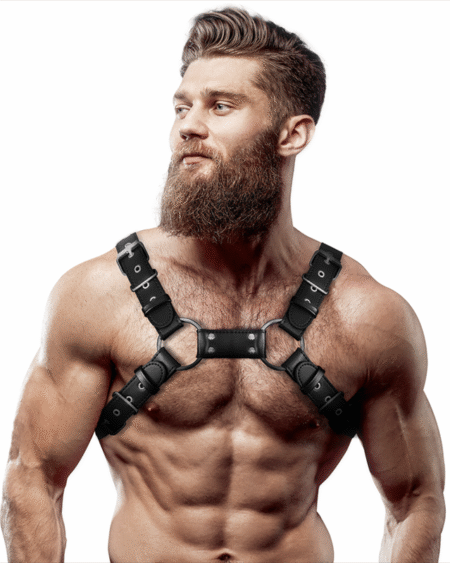 FETISH SUBMISSIVE ATTITUDE - VERSTELLBARER BRUST-BULLDOG-HARNESS AUS ÖKOLEDER FÜR HERREN