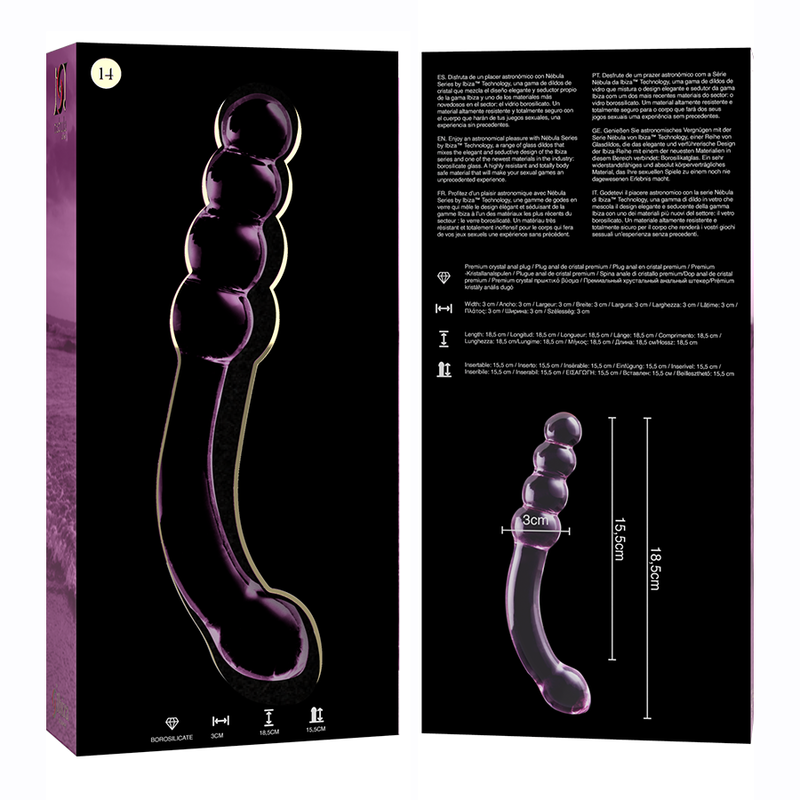 NEBULA SERIES BY IBIZA - MODELL 14 DILDO BOROSILIKATGLAS ROSA 18.5 CM -O- 3 CM – Bild 6