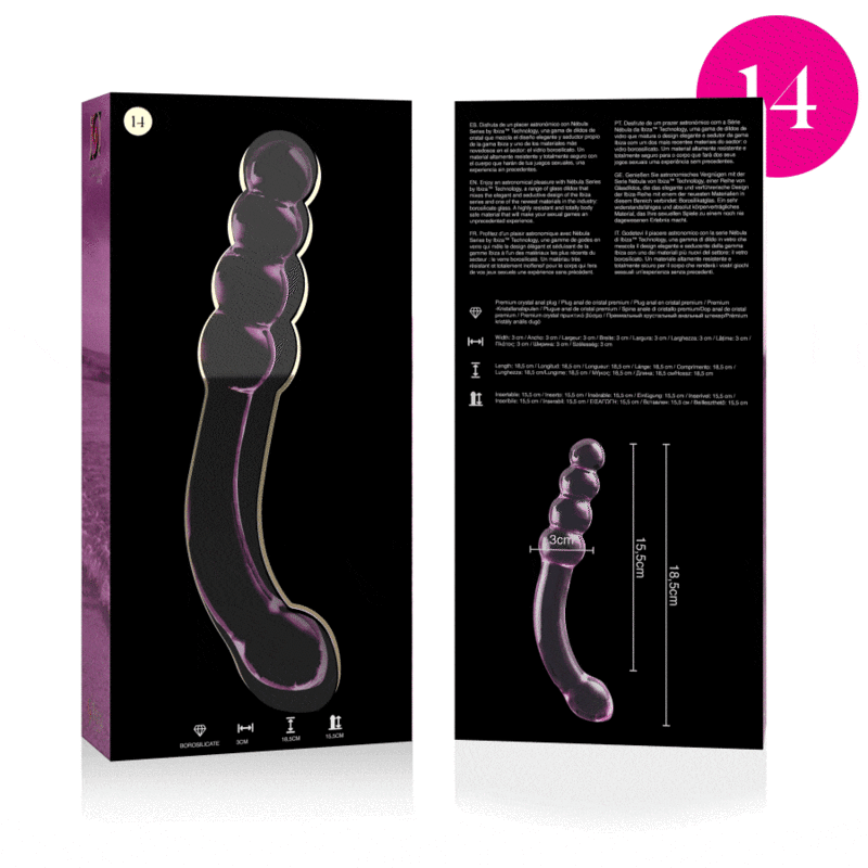 NEBULA SERIES BY IBIZA - MODELL 14 DILDO BOROSILIKATGLAS ROSA 18.5 CM -O- 3 CM – Bild 4