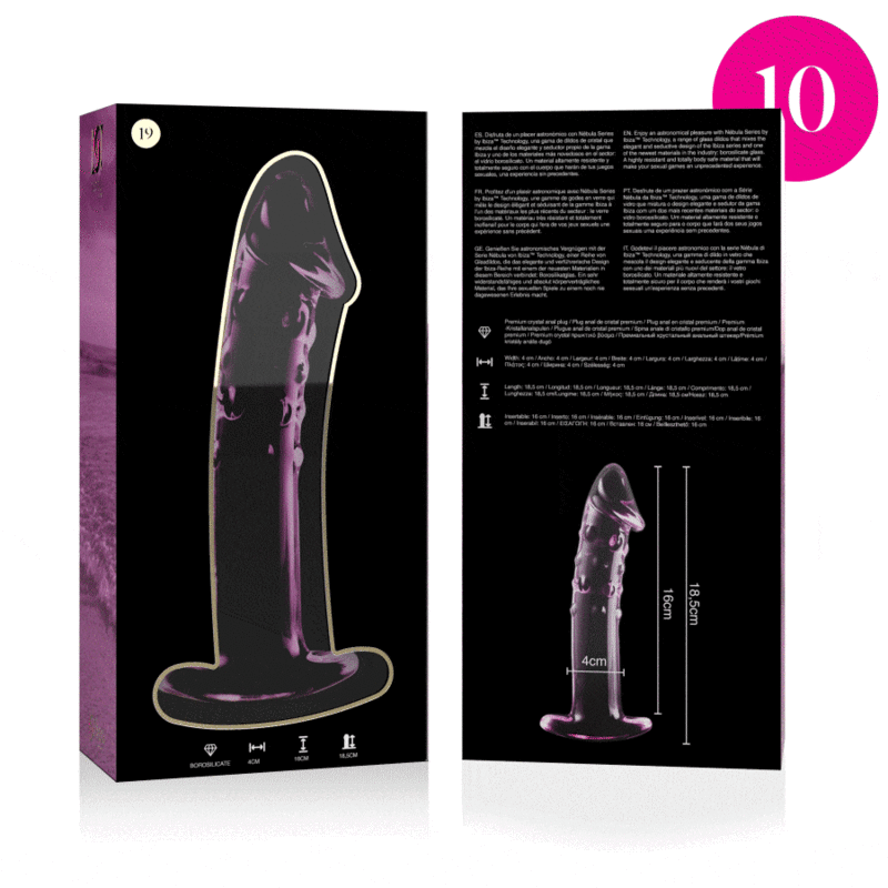 NEBULA SERIES BY IBIZA - MODELL 19 DILDO BOROSILIKATGLAS ROSA 18.5 CM -O- 4 CM – Bild 4