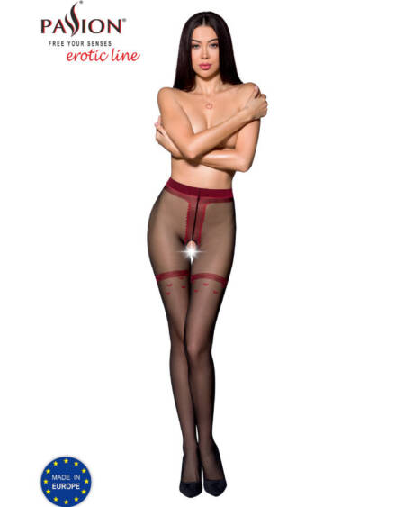 PASSION - TIOPEN 019 SCHWARZ/ROT STRUMPFHOSE 3/4 20 DEN
