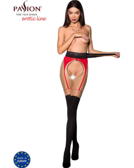 PASSION - TIOPEN 003 ROTE STRUMPFHOSE 1/2 20/40 DEN