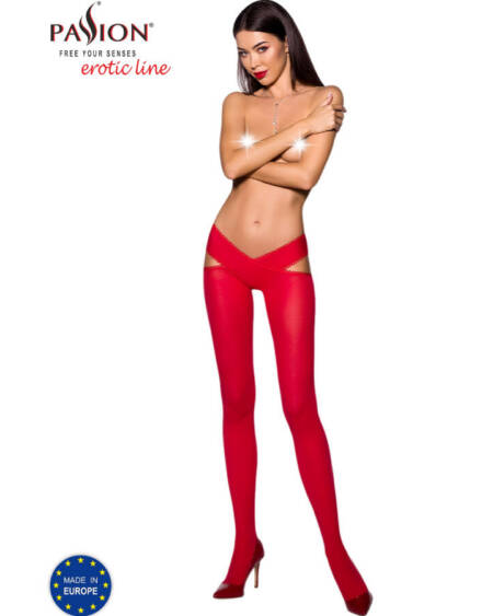 PASSION - TIOPEN 005 ROTE STRUMPFHOSE 1/2 60 DEN