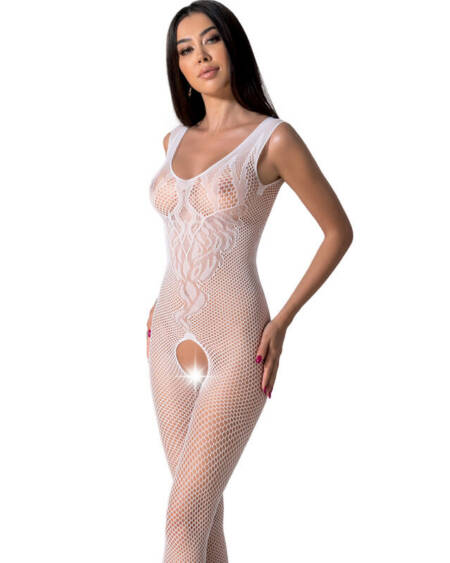 PASSION - BS098 WEISSER BODYSTOCKING, EINE GRÖSSE