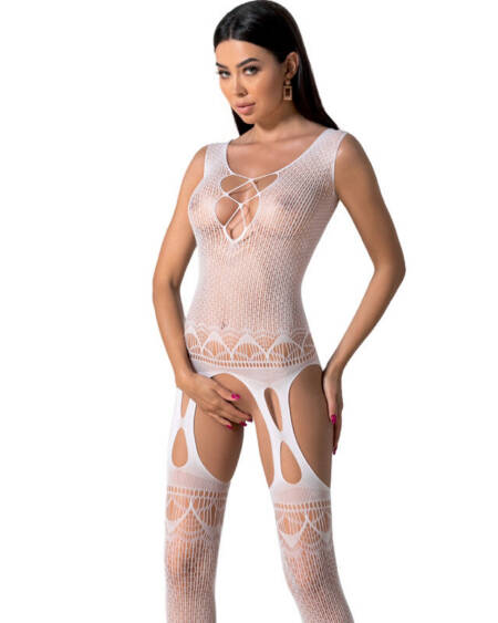 PASSION - BS099 WEISSER BODYSTOCKING, EINE GRÖSSE