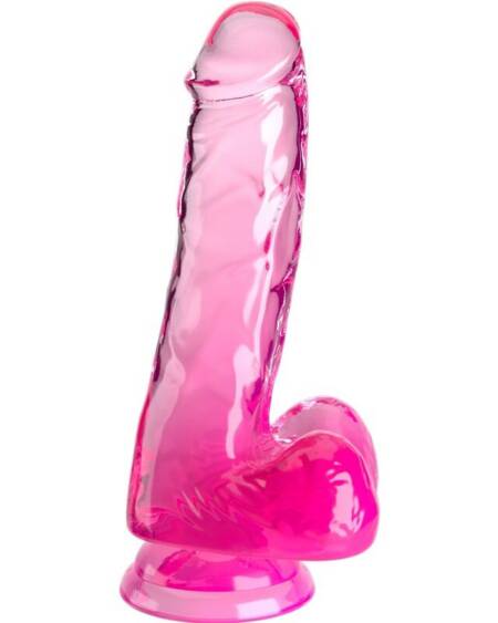 KING COCK - CLEAR REALISTISCHER PENIS MIT KUGELN 13.5 CM ROSA