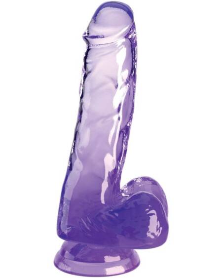 KING COCK - CLEAR REALISTISCHER PENIS MIT KUGELN 13.5 CM LILA