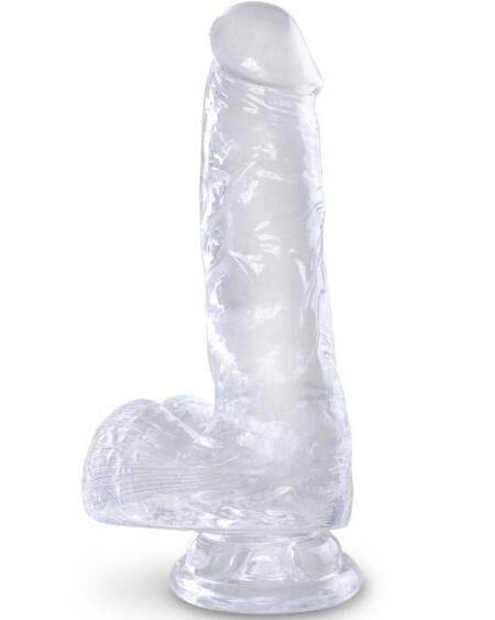 KING COCK - CLEAR REALISTISCHER PENIS MIT EIEREN 13.5 CM TRANSPARENT
