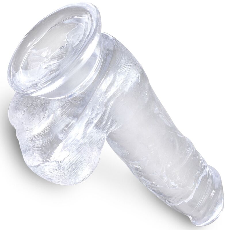 KING COCK - CLEAR REALISTISCHER PENIS MIT EIEREN 13.5 CM TRANSPARENT – Bild 4