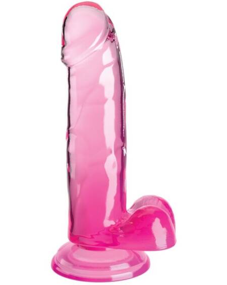 KING COCK - CLEAR REALISTISCHER PENIS MIT KUGELN 15.2 CM ROSA