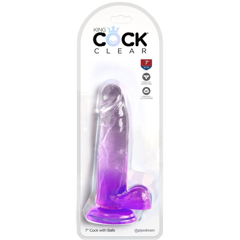 KING COCK - CLEAR REALISTISCHER PENIS MIT KUGELN 15.2 CM LILA – Bild 2