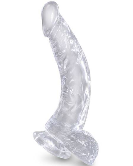 KING COCK - CLEAR REALISTISCH GEBOGENER PENIS MIT 16.5 CM TRANSPARENTEN EIEREN