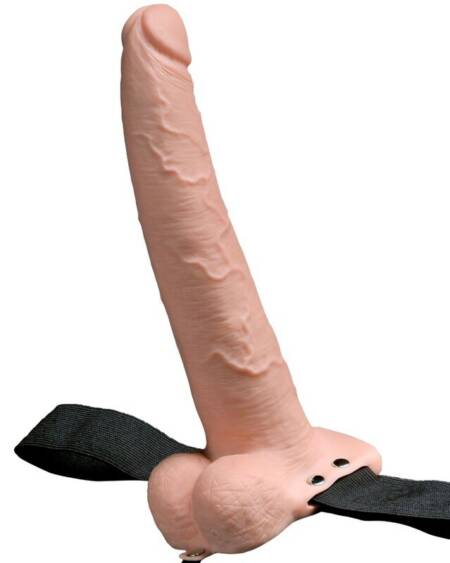 FETISH FANTASY SERIES - VERSTELLBARES GURT REALISTISCHER PENIS MIT WIEDERAUFLADBAREN BLLEN UND VIBRATOR 23 CM