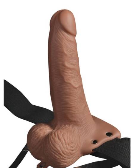 FETISH FANTASY SERIES - VERSTELLBARES GURT REALISTISCHER PENIS MIT WIEDERAUFLADBAREN HODEN UND VIBRATOR 15 CM