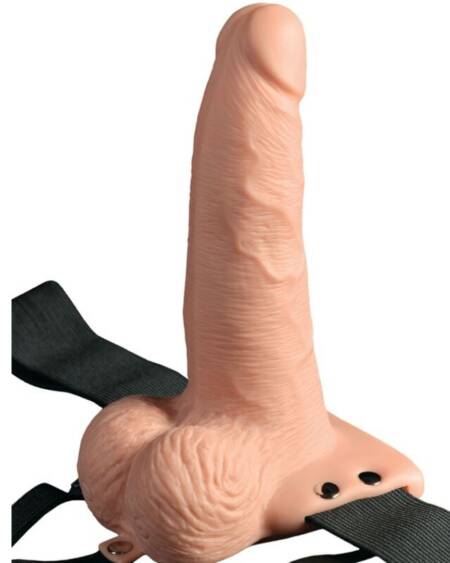 FETISH FANTASY SERIES - VERSTELLBARES GURT MIT FERNBEDIENUNG, REALISTISCHER PENIS MIT WIEDERAUFLADBAREN HODEN UND VIBRATOR 15 CM