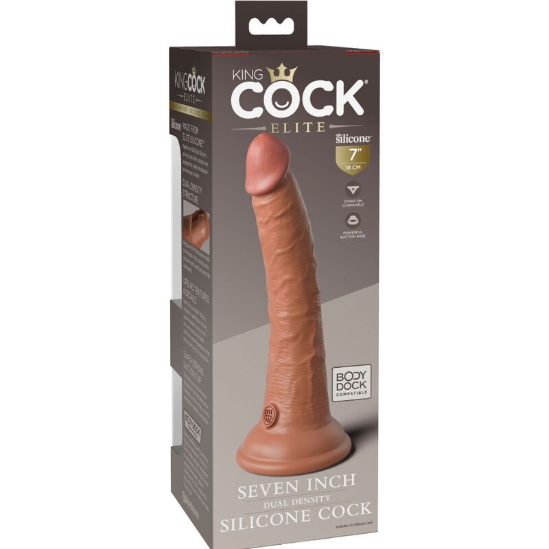 KING COCK - ELITE REALISTISCHER SILIKONDILDO 17.8 CM KARAMELL – Bild 5