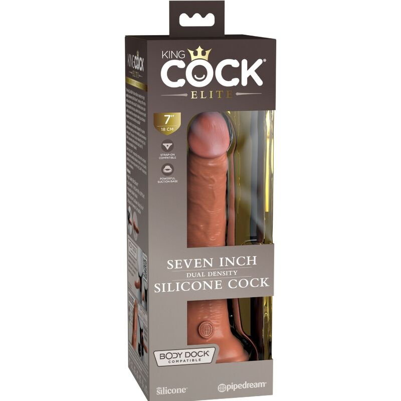 KING COCK - ELITE REALISTISCHER SILIKONDILDO 17.8 CM KARAMELL – Bild 6