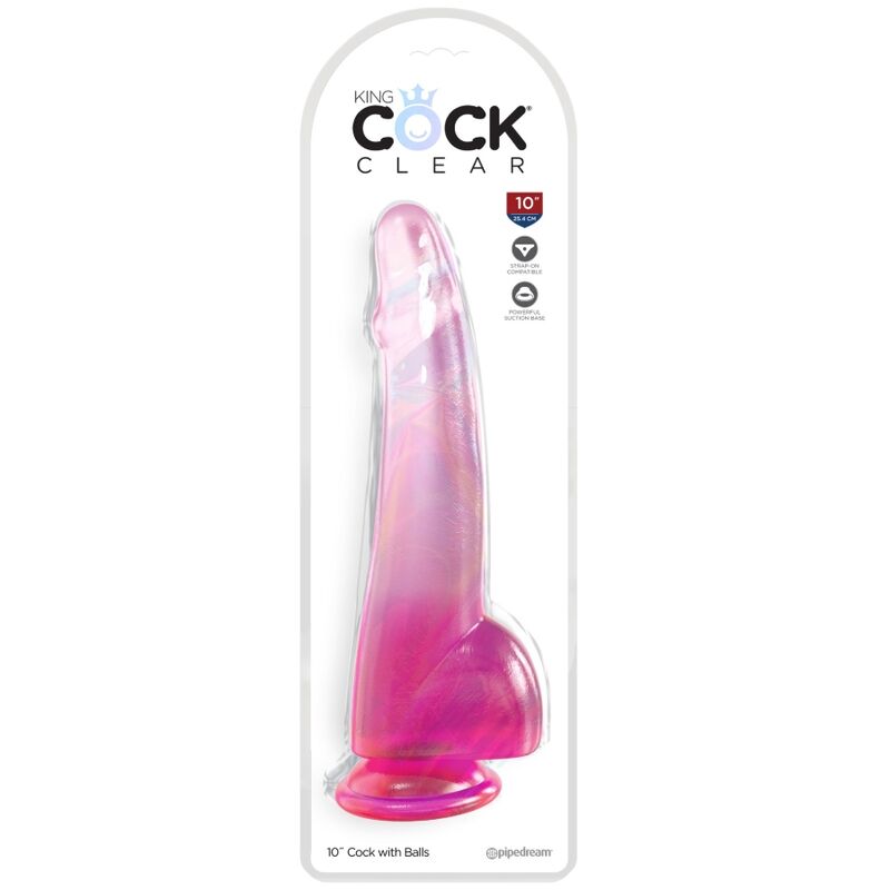KING COCK - CLEAR DILDO MIT HODEN 19 CM ROSA – Bild 2
