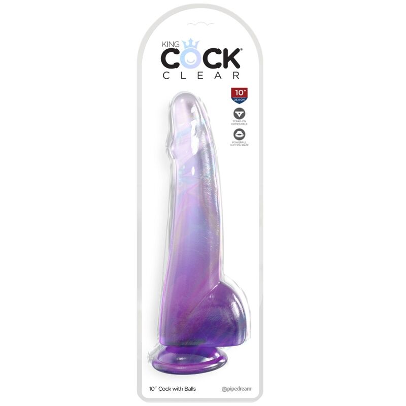KING COCK - CLEAR DILDO MIT HODEN 19 CM LILA – Bild 2