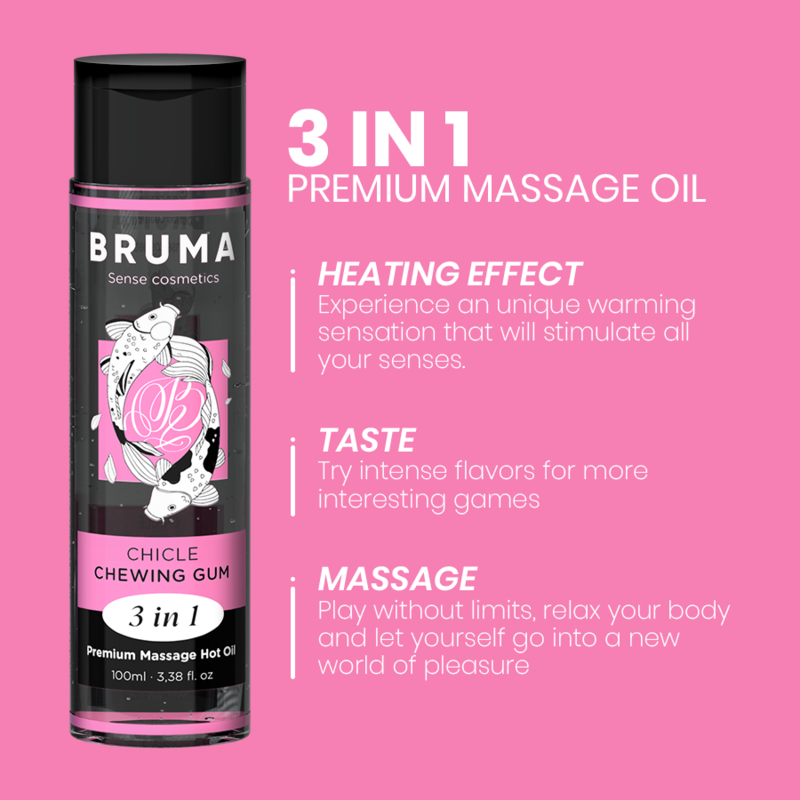 BRUMA - PREMIUM-MASSAGEÖL MIT WÄRMEEFFEKT, GUM-GESCHMACK 3 IN 1 - 100 ML – Bild 4