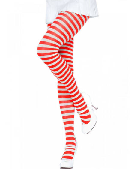 LEG AVENUE - WEISS/ROT GESTREIFTE STRUMPFHOSEN