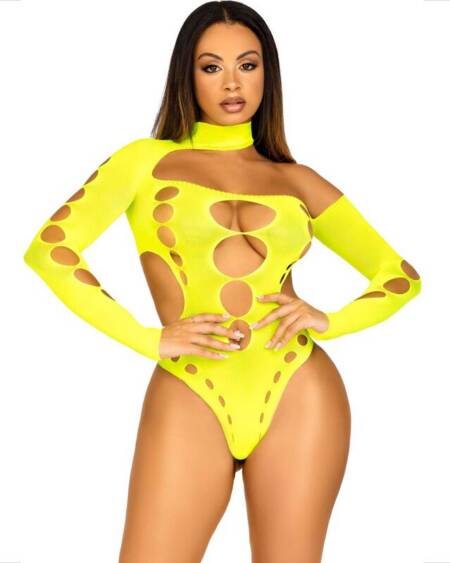 LEG AVENUE - NAHTLOSER BODYSUIT MIT TANGA GELB