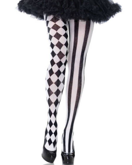 LEG AVENUE - SCHWARZ/WEIßE HARLEKIN-STRUMPFHOSE