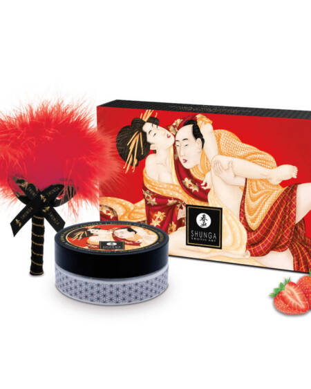 SHUNGA - ERDBEER-ESSBARE MASSAGEPULVER-SET