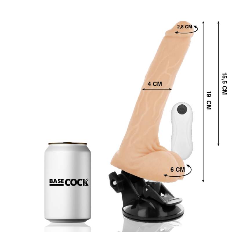 BASECOCK - REALISTISCHER VIBRATOR MIT FERNBEDIENUNG NATÜRLICH 19 CM -O- 4 CM – Bild 2