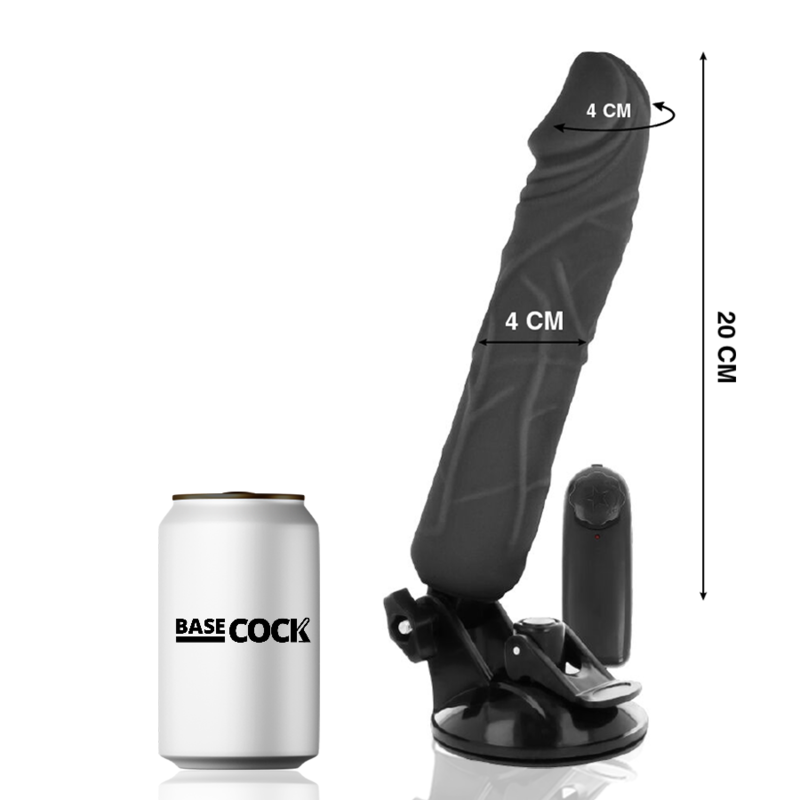 BASECOCK - REALISTISCHER VIBRATOR MIT FERNBEDIENUNG SCHWARZ 20 CM -O- 4 CM – Bild 2