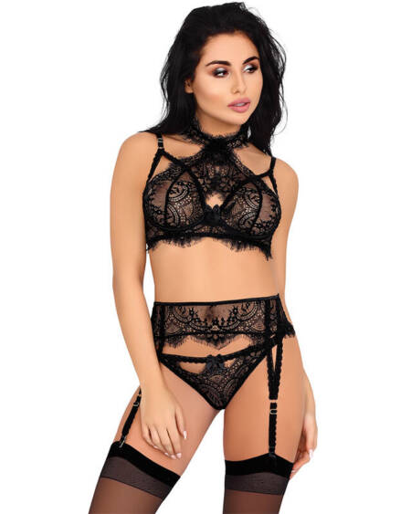 LIVCO CORSETTI FASHION - MAJALESA LC 90526 BH + STRUMPFGÜRTEL + PANTY SCHWARZ