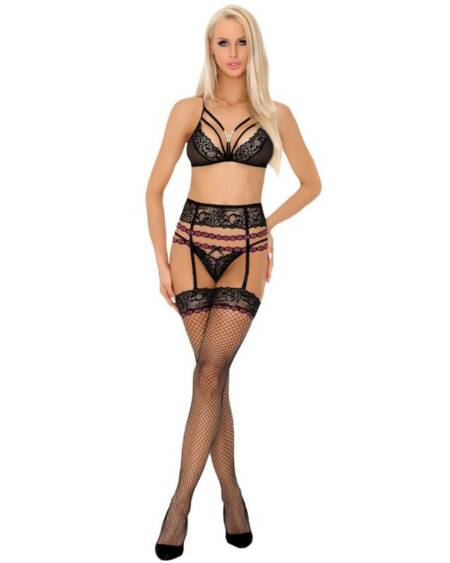 LIVCO CORSETTI FASHION - SNEHANA LC 90443 BH + STRUMPFGÜRTEL + HÖSCHE SCHWARZ