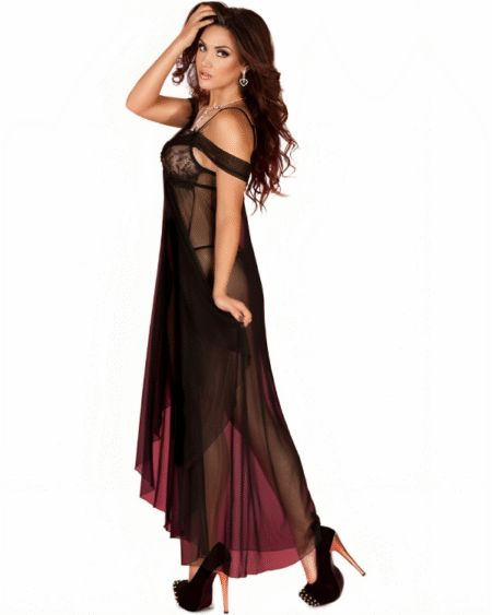 CHILIROSE - CR 3716 BABYDOLL LANG SCHWARZ S/M