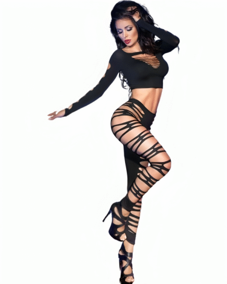 CHILIROSE - CR 3654 TOP & LEGGINS SCHWARZ S/M