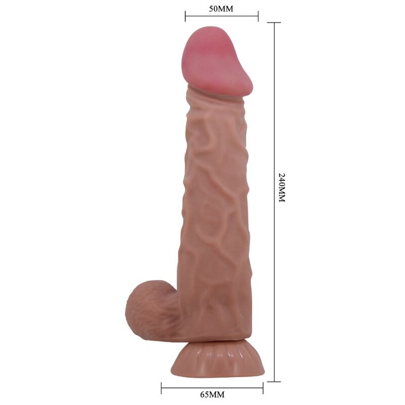 PRETTY LOVE - REALISTISCHER DILDO DER SLIDING SKIN-SERIE MIT SLIDING SKIN-SAUGNAPF BRAUN 24 CM – Bild 5