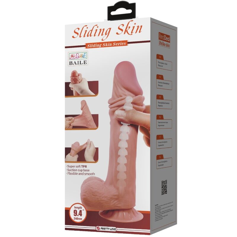 PRETTY LOVE - REALISTISCHER DILDO DER SLIDING SKIN-SERIE MIT SLIDING SKIN-SAUGNAPF BRAUN 24 CM – Bild 6
