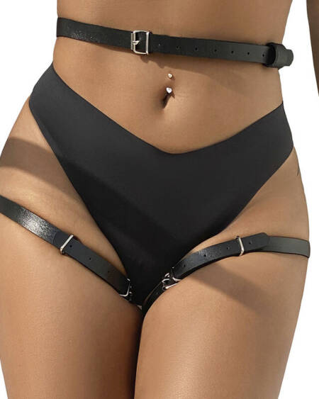 SUBBLIME - LEDER TAILLE UND BEIN HARNESS SCHWARZ EINE GRÖSSE