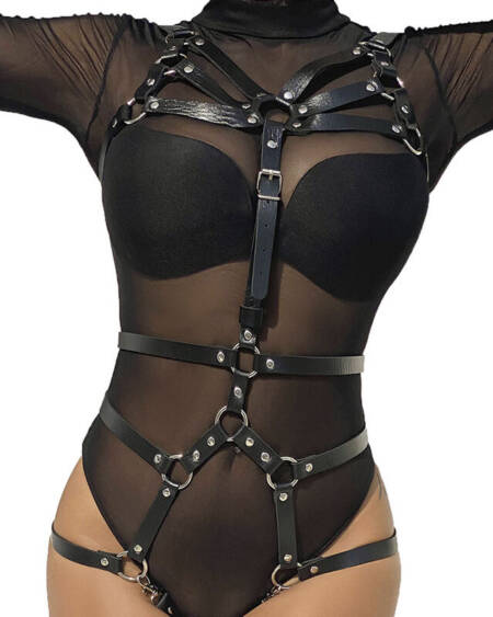 SUBBLIME - KÖRPERHARNESS VERSTELLBARE RIEMEN LEDER SCHWARZ EINE GRÖSSE