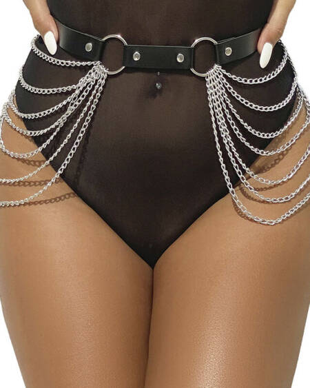 SUBBLIME - LEDERKETTENGÜRTEL SCHWARZ EINHEITSGRÖSSE