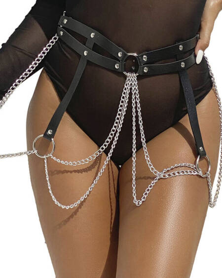 SUBBLIME - LEDERRINGKETTENGÜRTEL SCHWARZ EINHEITSGRÖSSE