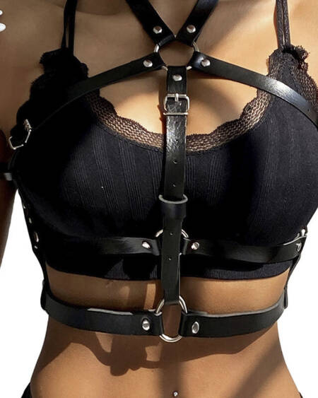 SUBBLIME - LEDERRING BRUSTHARNESS SCHWARZ EINE GRÖSSE