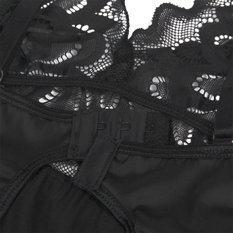 SUBBLIME - BABYDOLL MIT BLUMENPRINT AUF DER BRUST SCHWARZ S/M – Bild 11