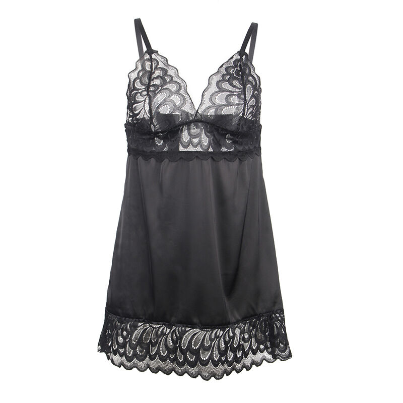 SUBBLIME - BABYDOLL MIT BLUMENPRINT AUF DER BRUST SCHWARZ S/M – Bild 4
