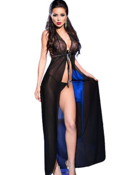 CHILIROSE - CR 3275 BABYDOLL LANG & TANGA SCHWARZ S/M