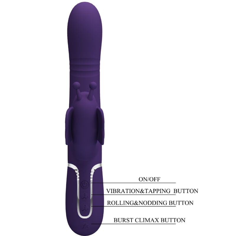 PRETTY LOVE - MULTIFUNKTIONS-KANINCHENVIBRATOR 4 IN 1 SCHMETTERLING LILA – Bild 8